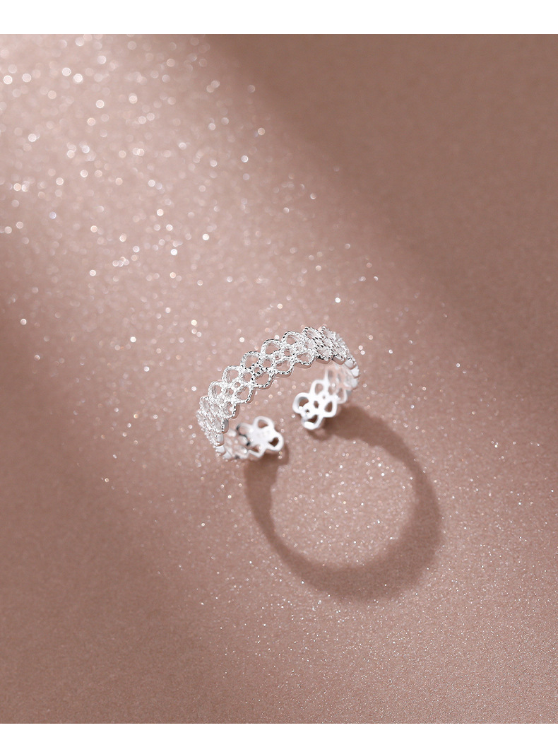 Sterling Silber Ring Mit Filigranem Spitzenmuster Elegant_voghion.com