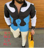 Nueva camisa de manga larga de solapa de los hombres europeos y americanos 3D Impresión digital popular camisa casual superior ventas directas de fábrica