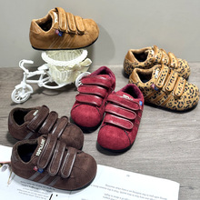 儿童运动鞋复古丑萌德训鞋魔术贴大头面包鞋男女童冬季加绒保暖休