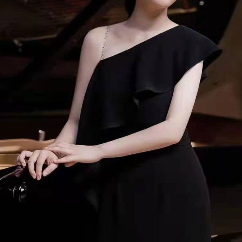El Comercio exterior europeo y americano Amazon AliExpress desea vestido de noche de las mujeres un hombro vestido de noche de fiesta simple elegante image 2