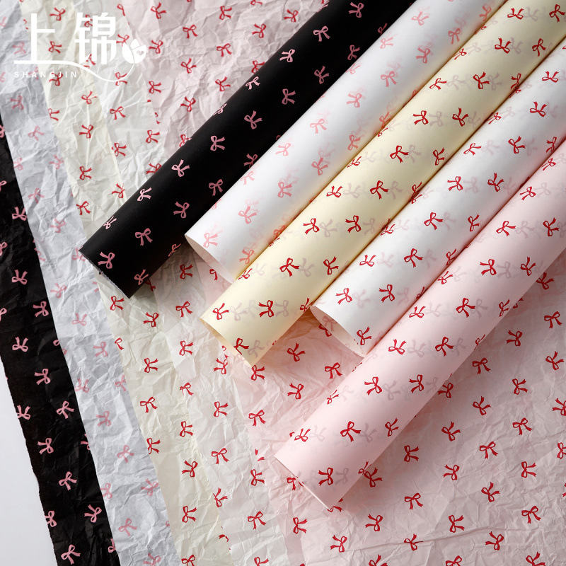 蝴蝶结印花雪梨纸加厚鲜花包装内衬纸花束包花材料花艺花店资材
