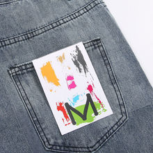 服装吊牌logo 彩色无纺布撕不烂码标 牛仔裤后袋腰卡标签 商标