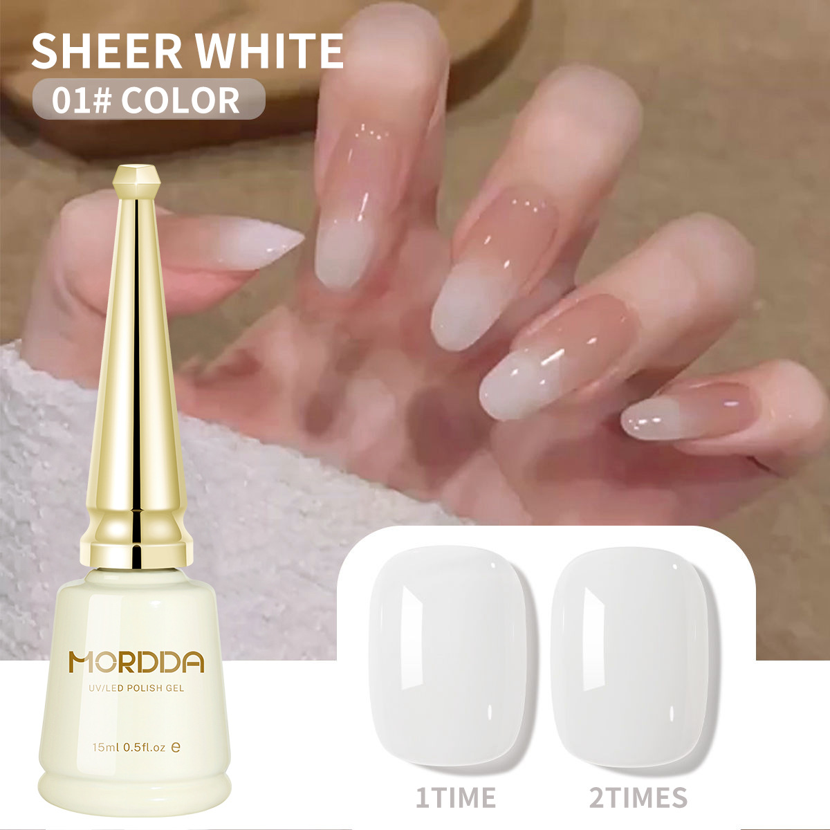 Esmalte de Uñas en Gel Blanco Lechoso Translúcido con Secado