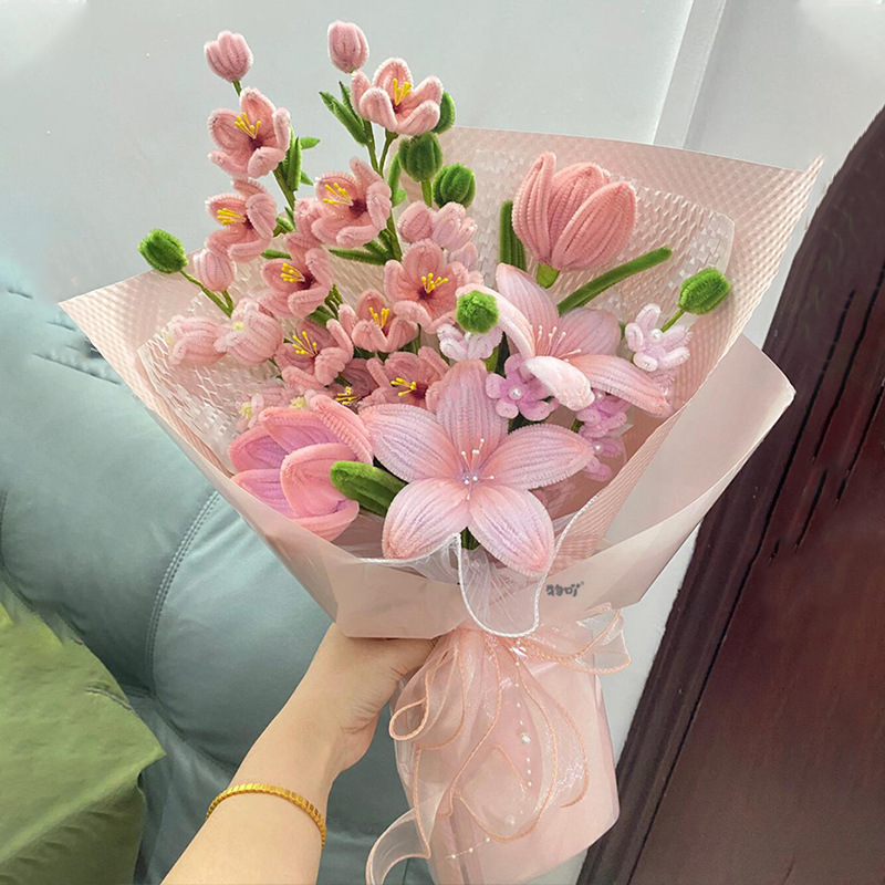 Youjian 手作りチューリップブーケツイストスティックブーケ素材パッケージ誕生日フルセット結婚式バレンタインデーギフト|undefined
