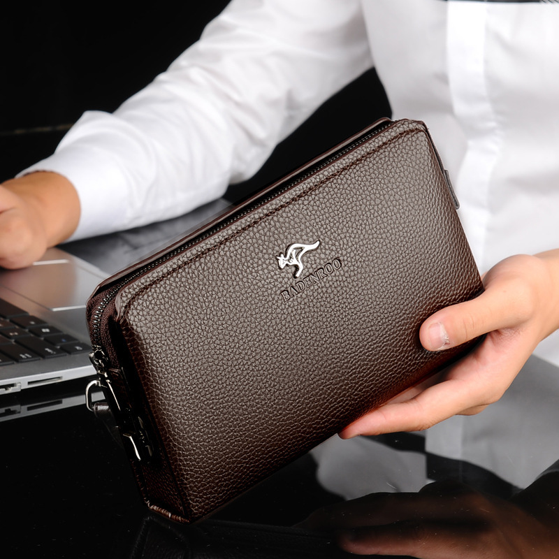 Clutch Bag with Combination Lock, Men's Soft Leather Clutch, Large Capacity Men's Clutch Bag, Business Folder Bag, Dropshipping, Business Casual