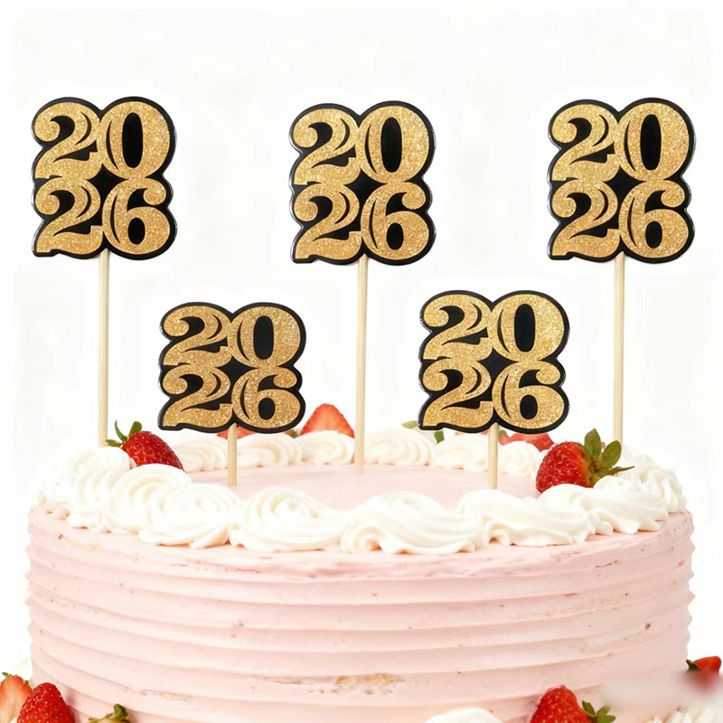 Cross-border 2026 tarjeta digital de oro negro paja de papel de fiesta desechable paja de postre cóctel paja