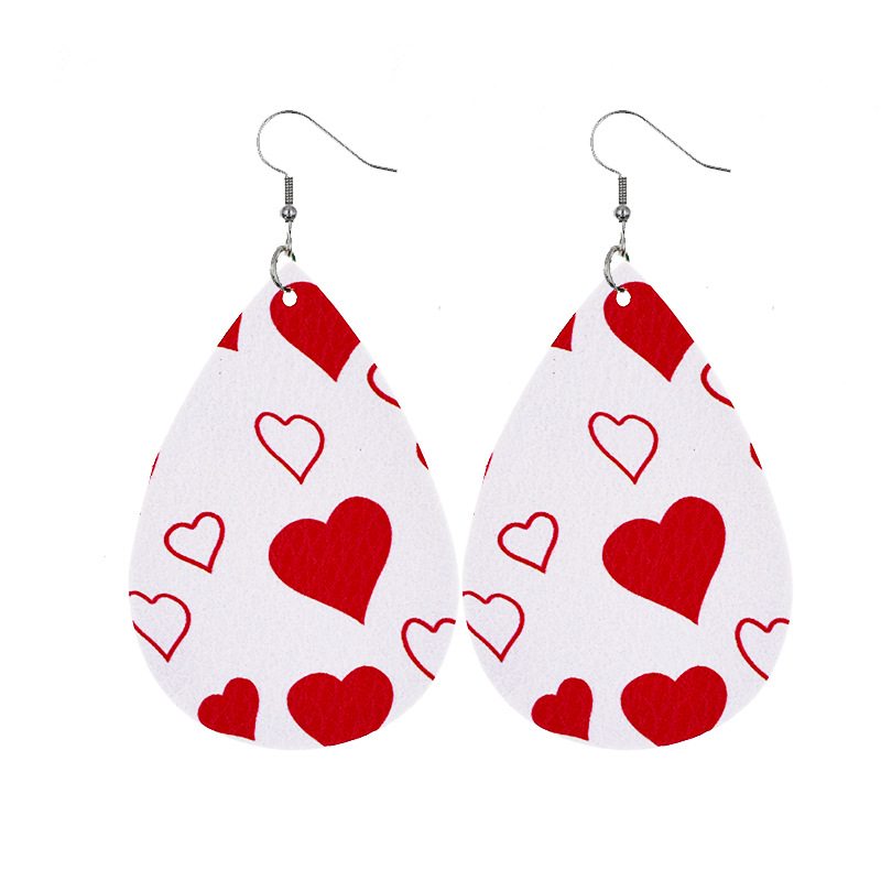 1 Pair Elegant Cartoon Style Vacation Letter Water Droplets Heart Shape Pu Leather Drop Earrings display picture 24