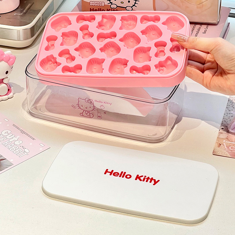 Cross-Border Kity Ice Cube Mold Cartoon Food-Grade Tpe Material Press Ice Tray Mini Home-Made Ice g