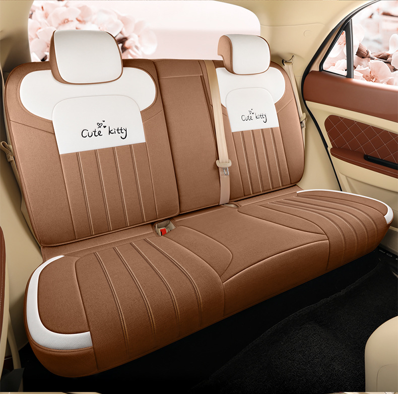 Four Seasons Universal Euler Good Cat Special Linen Car Seat Cover Full Cushion Cute Cartoon Women Cushion Cover