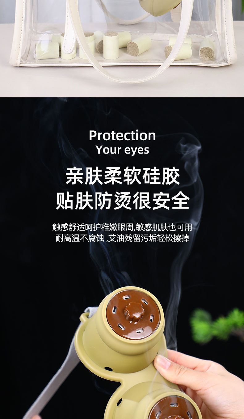 Eye Moxibustion Device Smokeless Eye Warming Kit with 54 Moxa Sticks for Home Eye Care and Relaxation in use