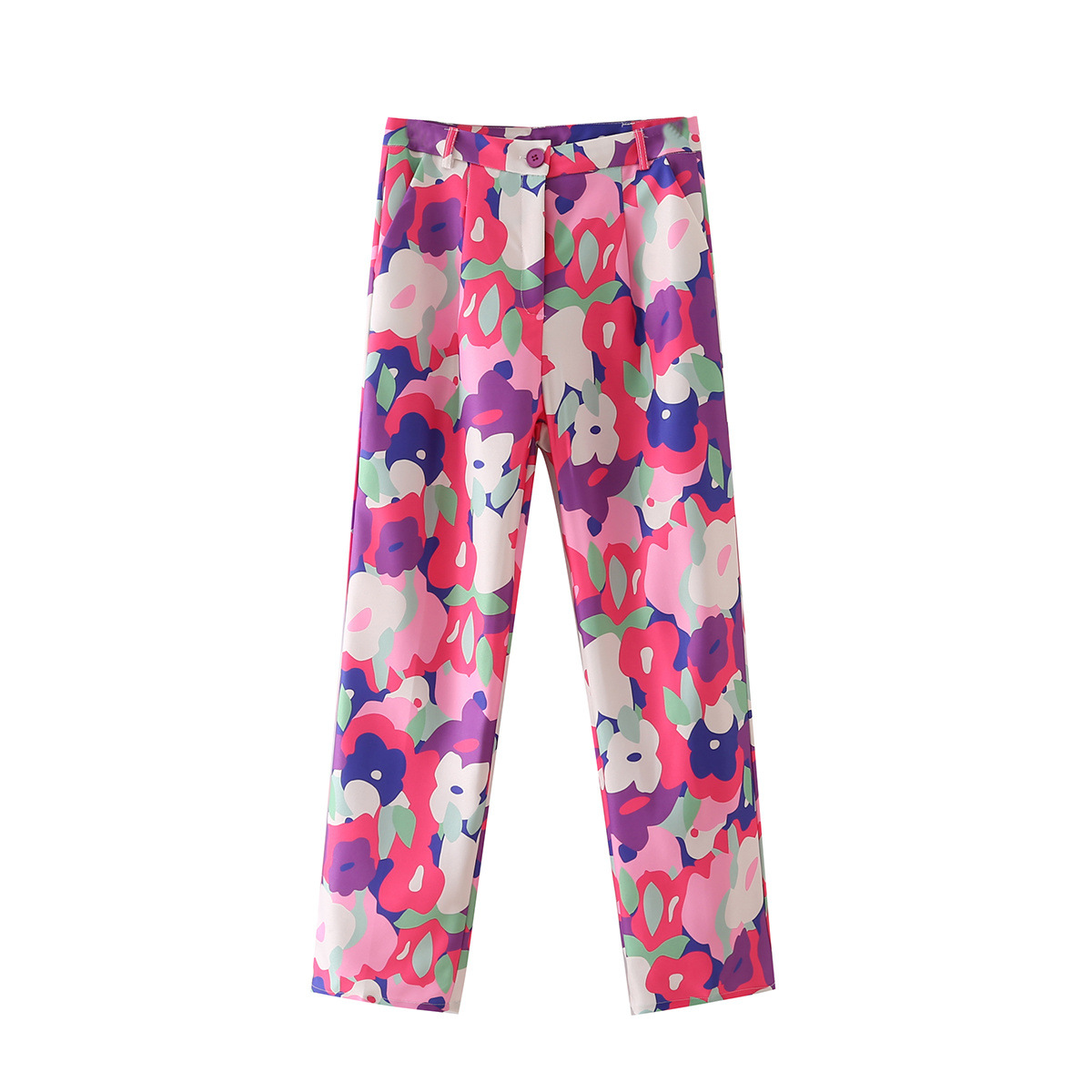 autumn floral print slim pants nihaostyles wholesale clothing NSAM82556