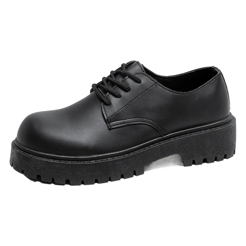 Трансграничная мужская кожаная обувь большого размера 2024 новая осень нишевые британские повседневные мужские туфли толстые подошвы увеличенные черные большие головы