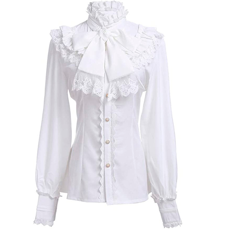 トップス vintage white lace high neck blouse Vintage 70s White Lace High Neck Blouse With Floral Lace