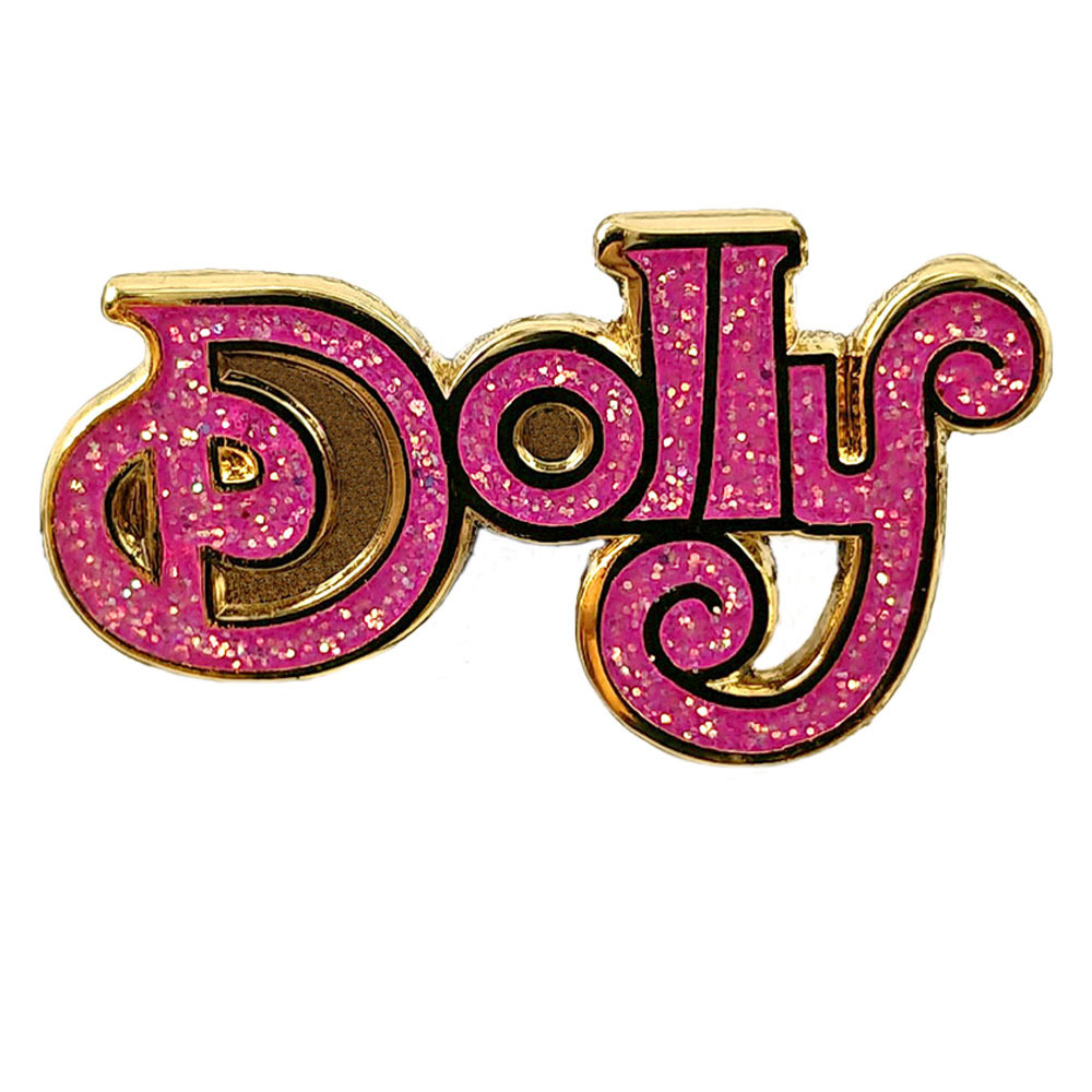 American Country Music Queen Dolly Brooch Music Figure Logo Enamel Pin Pink Glitter Name Badge