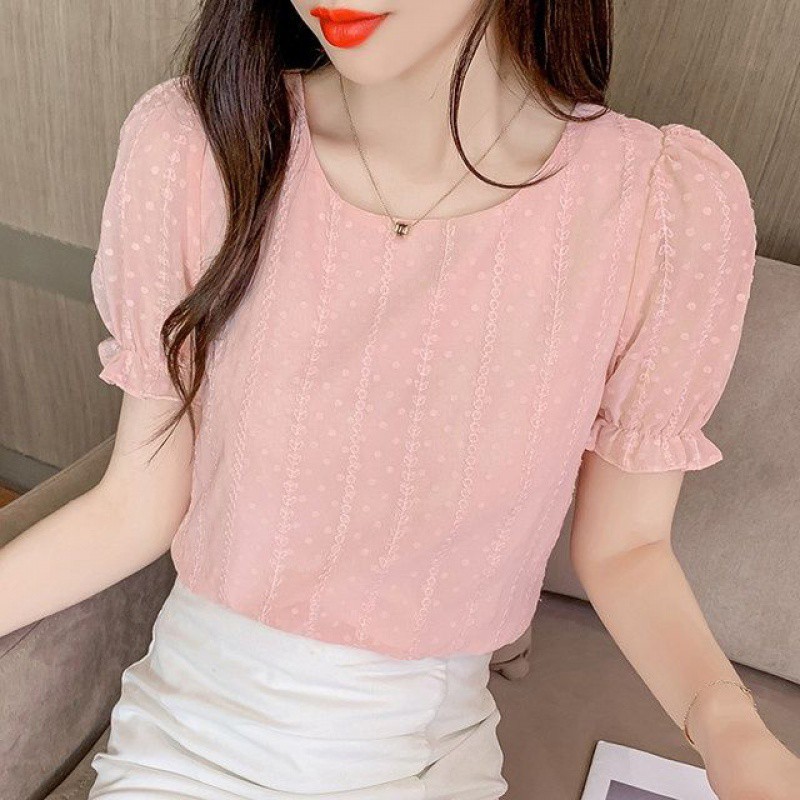 Fashionable cute shiffon summer lace T-shirt