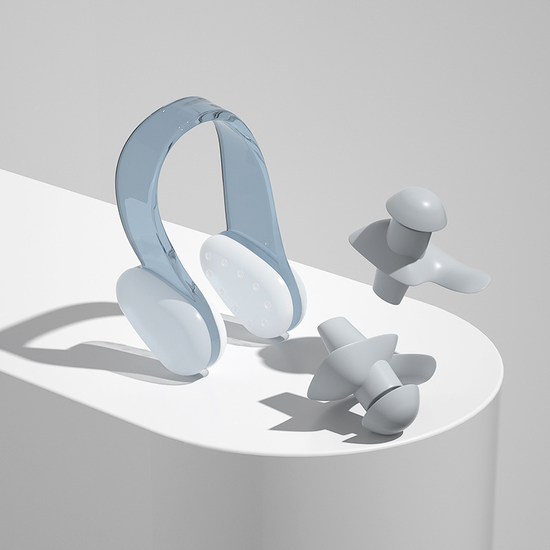 Gray nose clip + gray earplugs