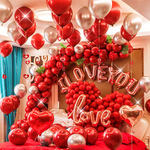 Thickened Round Latex Balloons | Double-Layer Pomegranate-Red Balloons | Creative Red Balloons for Wedding Room Decor