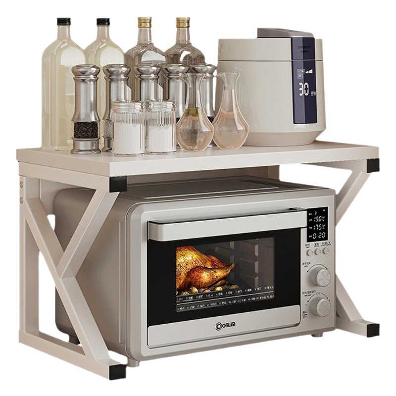 Cocina microondas rack de almacenamiento multifuncional hogar mesa de almacenamiento rack de doble capa horno soporte en capas rack de almacenamiento