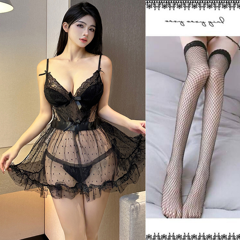 (블랙) 섹시한 잠옷 팬티 블랙 테니스 스타킹