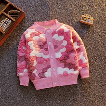 女寶寶加絨加厚開衫一3歲嬰兒保暖冬季上衣男童女童毛衣小童外套