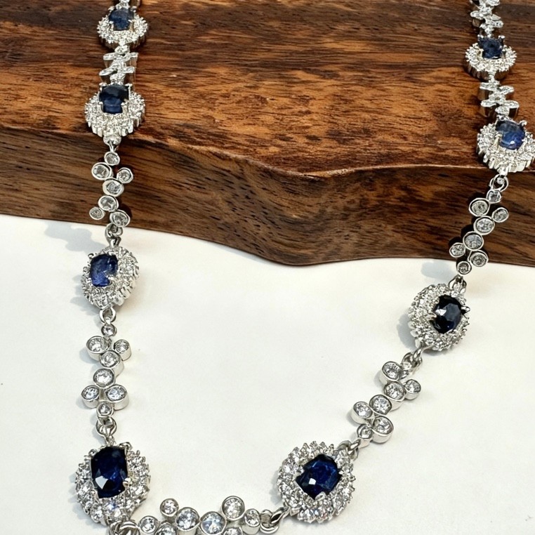 natural Sapphire fashion Evening Necklace girl student New Chinese style Trend Ladies Necklace 2008