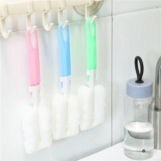 Multifunctional Sponge Water Cup Brush, Bottle Cleaning Brush, Thermos Cup Brush, Plastic Long Handle Brush, Removable Gift Wholesale