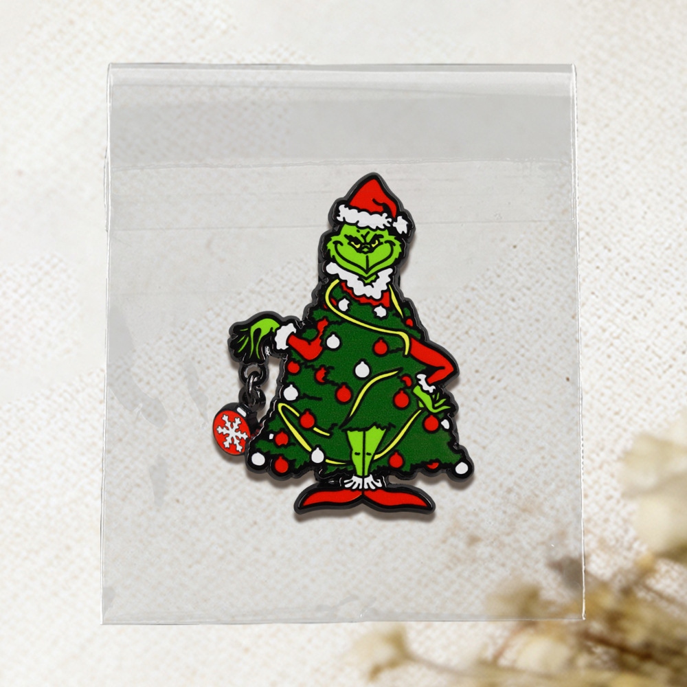 Christmas Grinch Christmas Tree Brooch Snowflake Pendant Holiday Enamel Badge Cartoon Backpack Clothing Metal Decoration