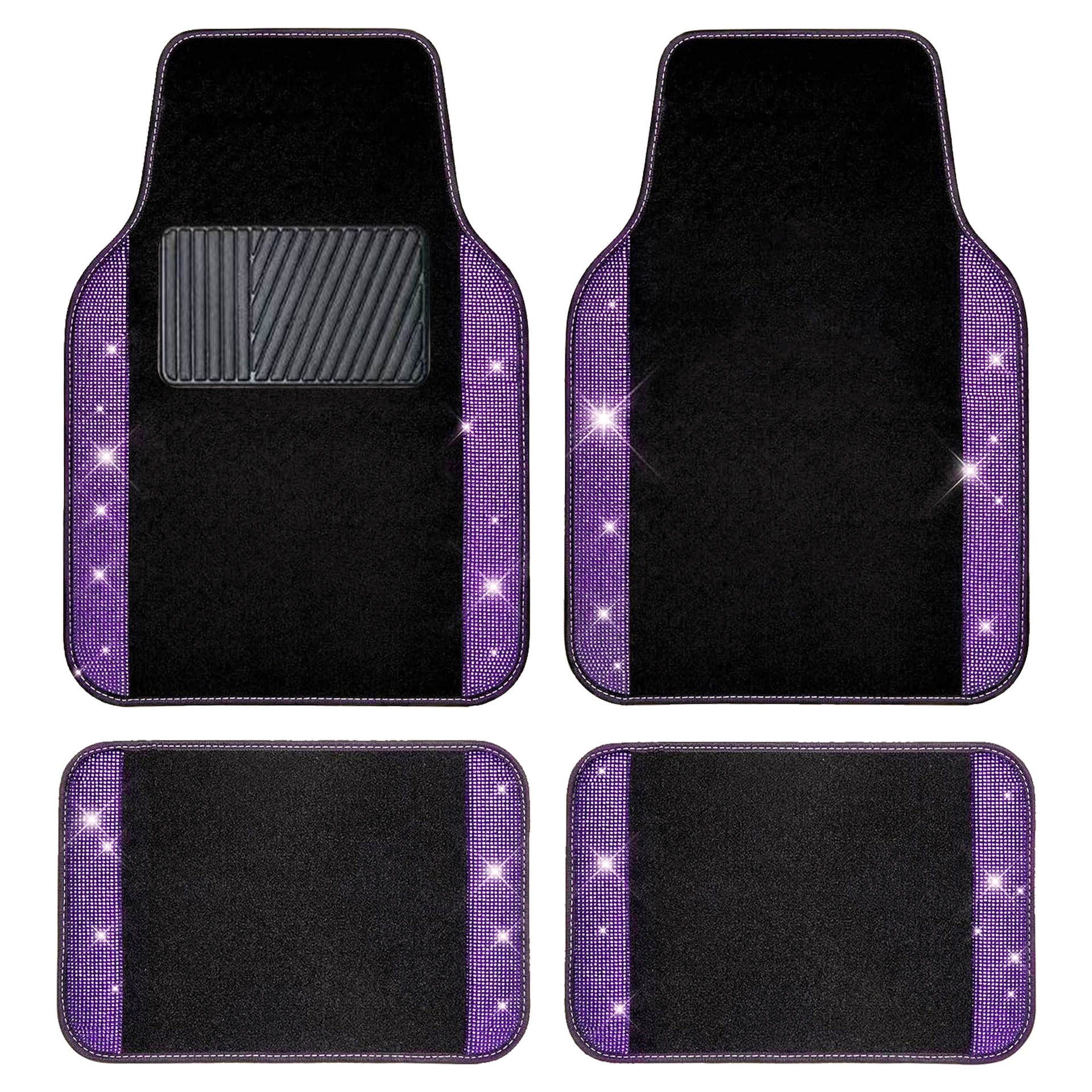 Cross-border universal car floor mats, velvet with sparkling rhinestones, full crystal anti-slip PVC car interior floor mats