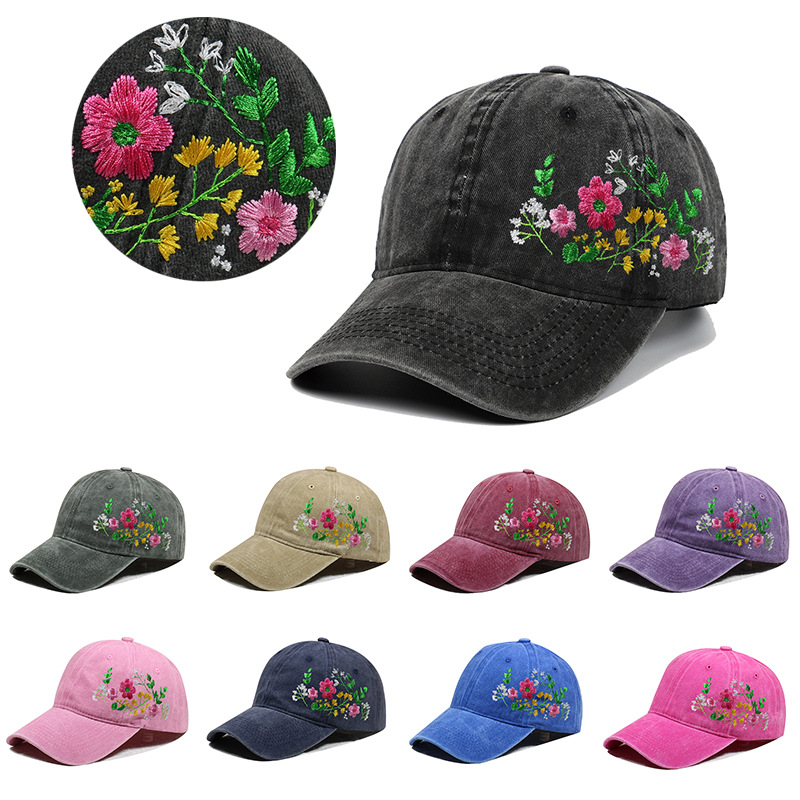 Sombreros de mujer bordado diy hacer bordado creativo casual blando sombrero de boca de pato sombrero protector al aire libre sombrero de sombrero