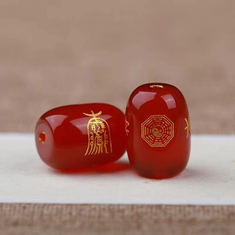 Защитные амулетные бусины, агат и оникс, круглые резные подвески-bracelet, диаметры 8–14 мм