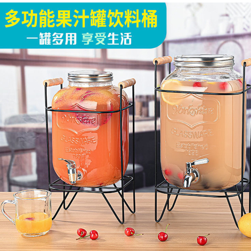 透明玻璃可乐桶容器夏季冷饮果汁桶酒桶带龙头酵素桶罐子泡酒瓶