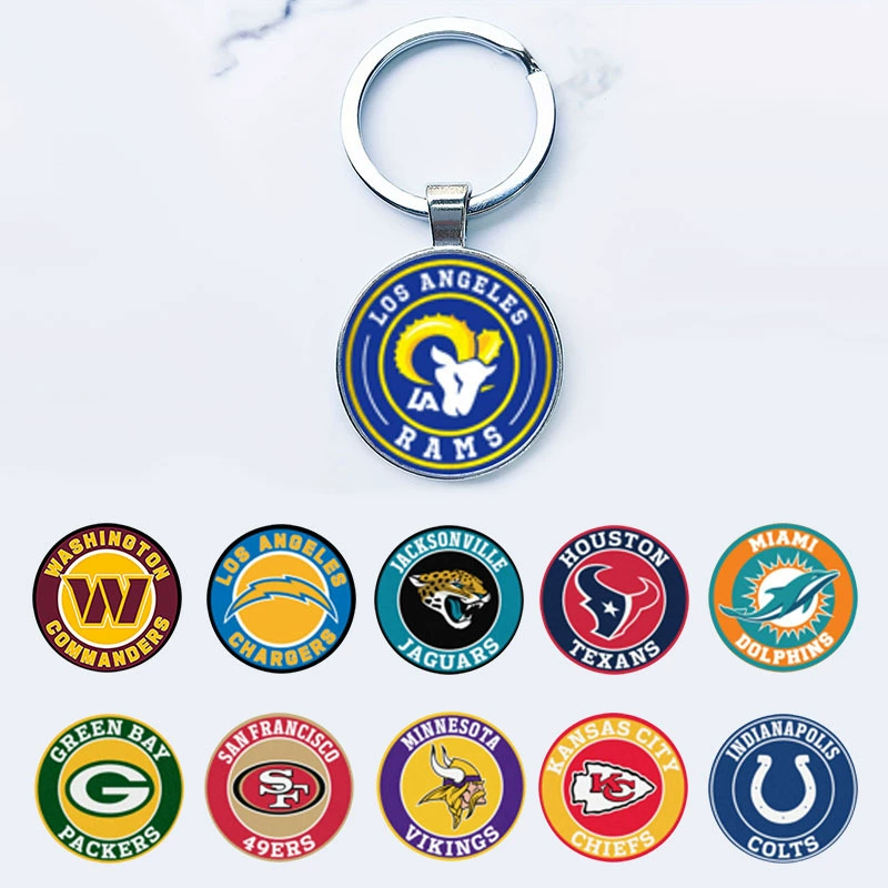 Кросс-бордерный брелок с драгоценными камнями и стеклом команды Майами Долфинс, брелок для ключей профессиональной футбольной лиги НФЛ