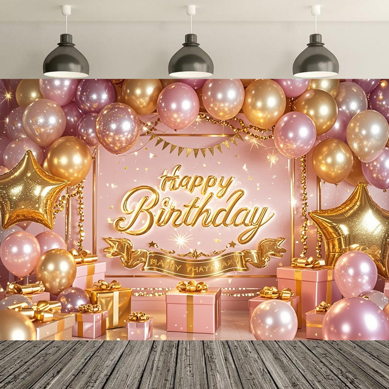 로즈 골드 생일 배경 천 002