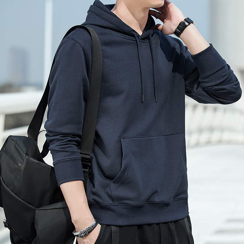 Hooded Basic Sweater Men's Spring and Autumn New Base T-Shirt Slim-fit Middle-aged and Young People's Trendy Top Men's Wear