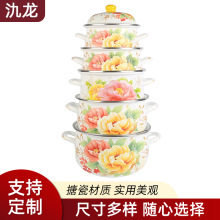 宁波批发耐高温煲汤热奶炖锅家用砂锅煮面汤锅不粘锅双耳搪瓷锅
