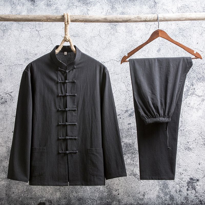 Chinese style suit, Tang suit, Chinese retro men's clothing, Hanfu, ancient costume, linen Zhongshan suit, autumn fashion brand.