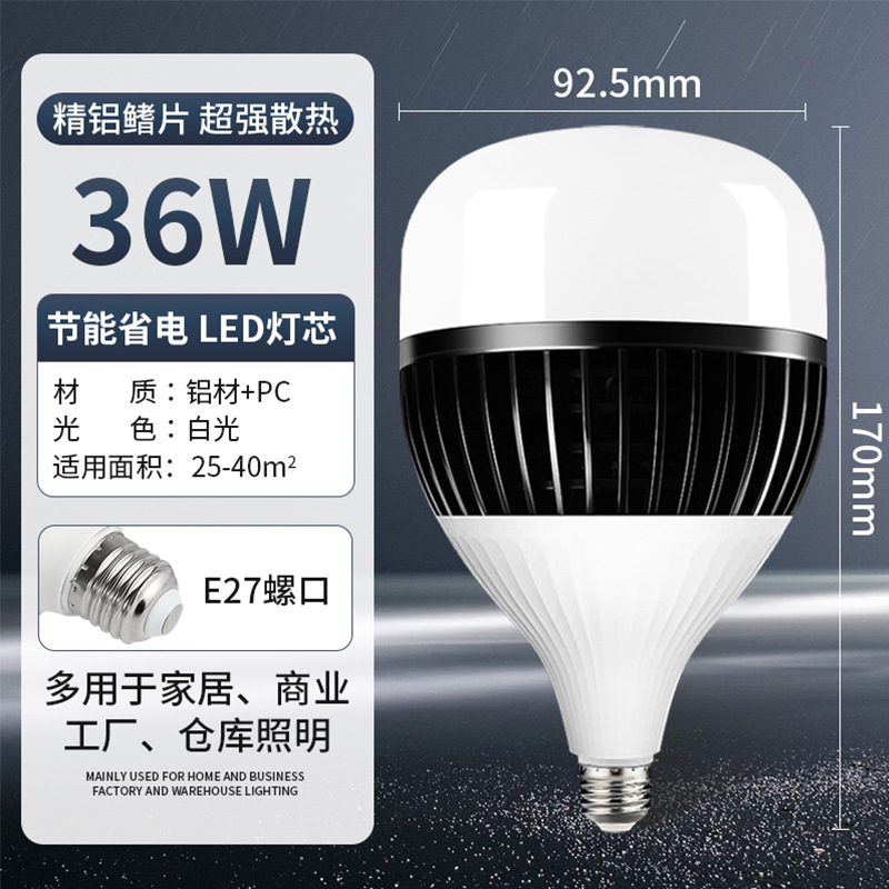 Bombilla LED súper brillante de 100W/200W de alta potencia, tipo aleta, con casquillo E27, para iluminación de taller, lámpara de bajo consumo.