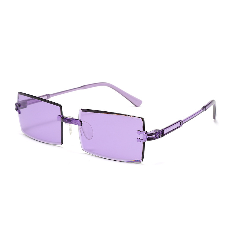 Frameless Square Gradient Ocean Lens Sunglasses Women Stylish_voghion.com