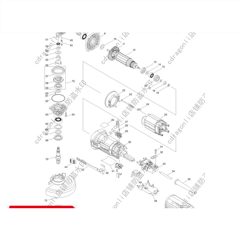 原厂正品makita牧田125mm角磨机GA5040C01零部件转子定子齿轮碳刷