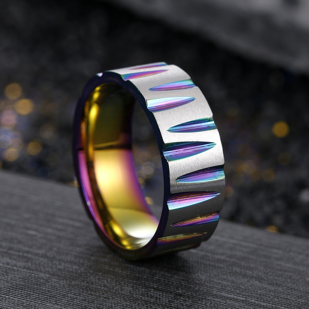 Anello unisex in titanio acciaio spazzolato opaco colorato_voghion.com
