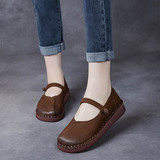 以一 Этнические кожаные туфли для отдыха, этнический стиль, из натуральной кожи, мягкая подошва