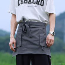 短款半身厨房围裙男女酒店咖啡厅厨师餐厅服务员饭店工作logo围腰