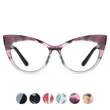 87284防蓝光镜片TR90板材眼镜框猫眼眼镜框ins潮流眼镜框跨境热销