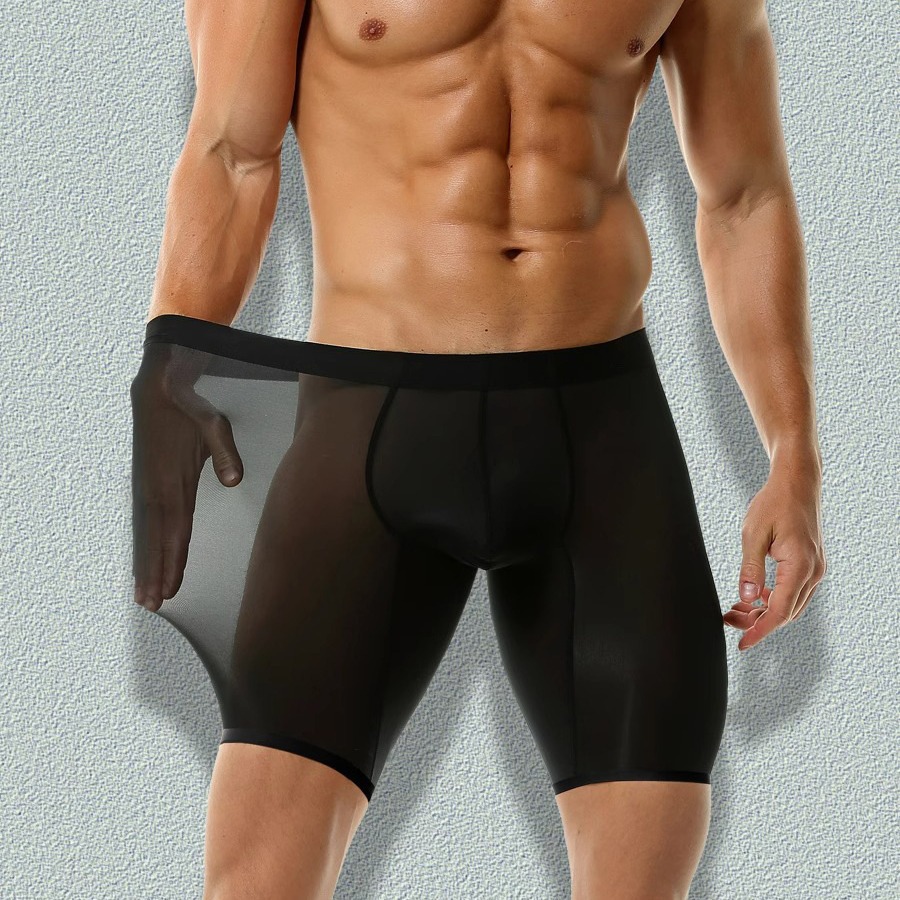 Men's seamless ice silk sports underwear summer ultra-thin ice silk seamless anti-wear leg running quick-drying long pants youth 