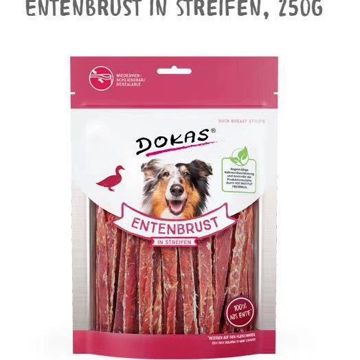 Лакомства для животных DOKAS: вяленая курица/утиная говядина для собак пород Померанский шпиц, Тедди, Бишон, 250 г