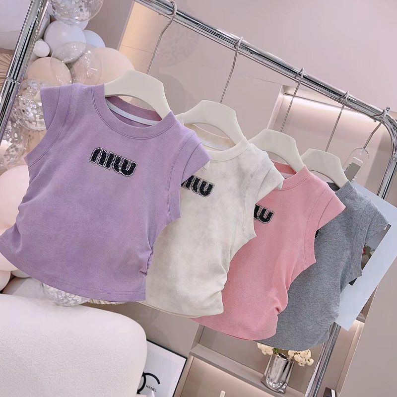 女童洋氣背心夏裝新款兒童百搭無袖上衣寶寶時髦衣服0187A009