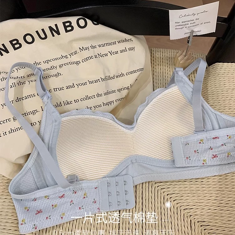 Supporting underwear, summer thin wireless bra, floral print