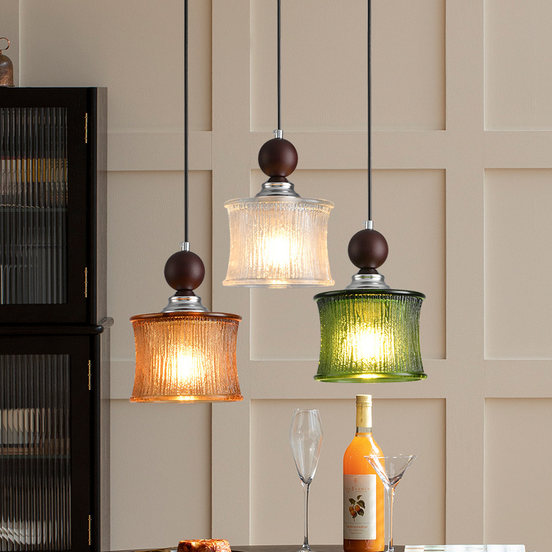 Restaurante japonés nórdico dormitorio simple casa de alojamiento lámpara de cabezal de cama balcón bar ventanas bar candelabros de vidrio de nuez