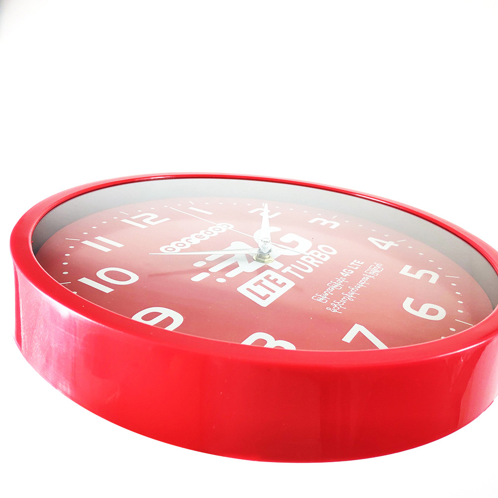 工厂定 制挂钟圆形LOGO挂表做塑料壁钟礼赠品时钟广告促销钟表