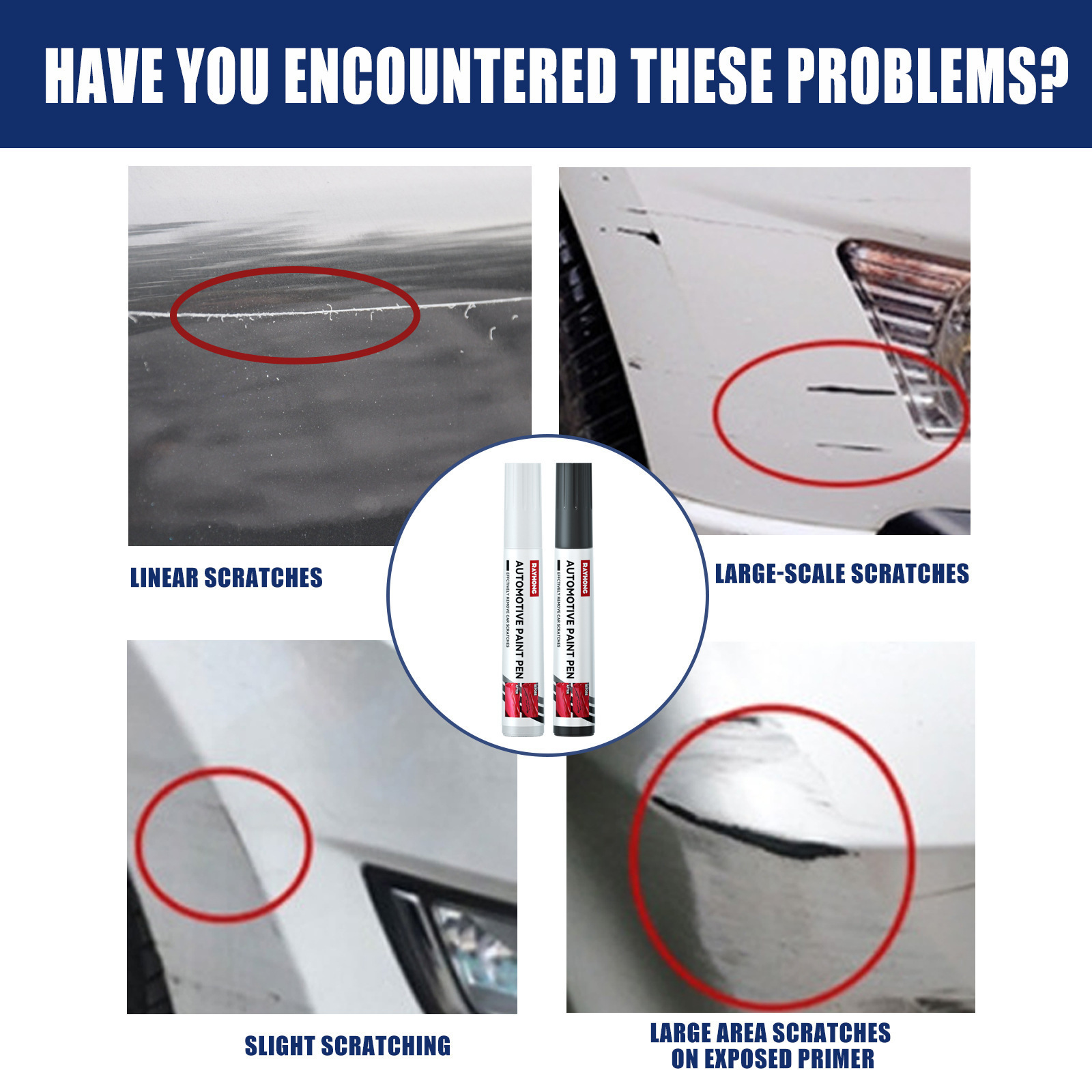 Cross-Border Rayhong Car Paint Repair Pen, Paint Scratch and Scuff Maintenance Pen, Scratch Removal Paint Care Pen